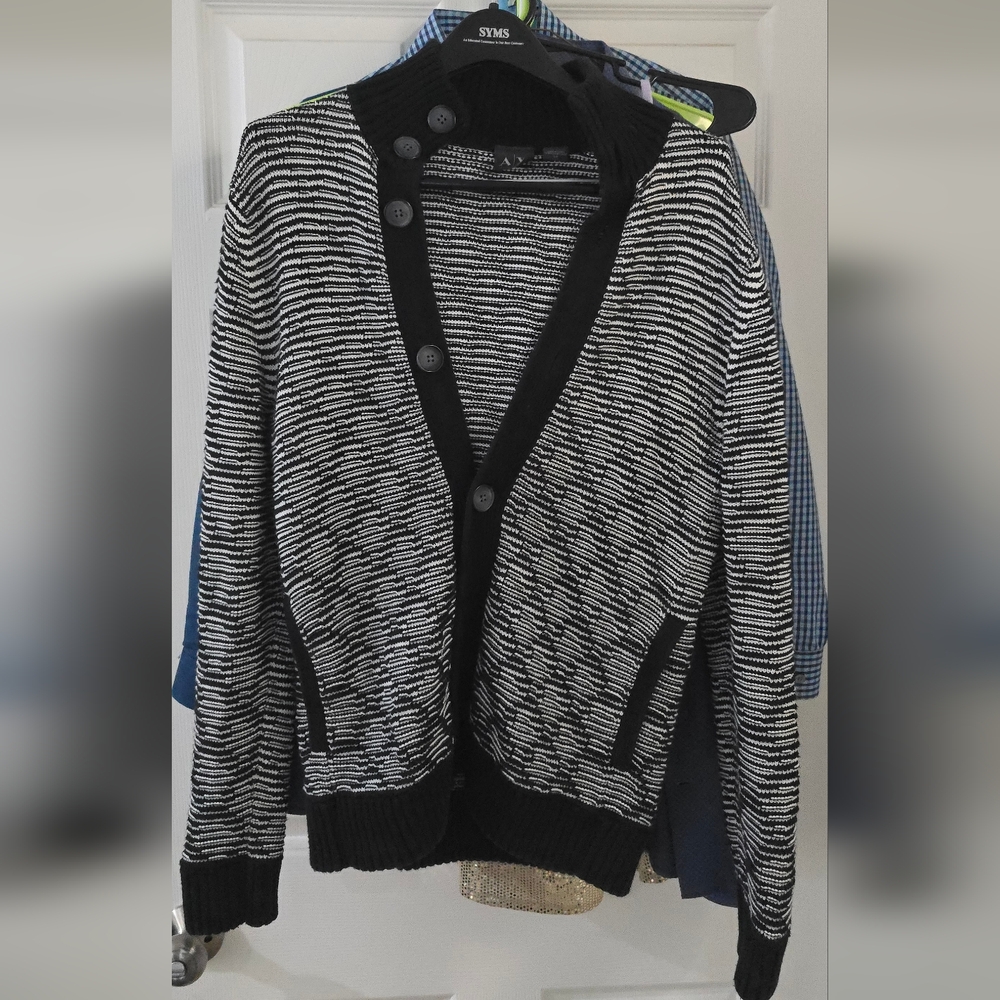 Armani Exchange Men's Black and White Cardigan
